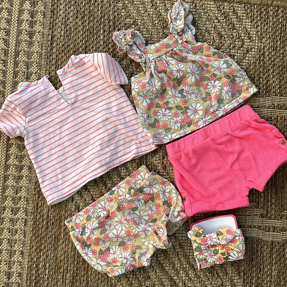 (5for$10) Little Lass Matching Set 12m interchangeable w/ Bow- Pink /Floral - Picture 3 of 3